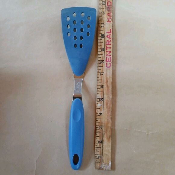 T-Fal Nylon & Metal Slotted Spatula Blue Finish 13" Made In France - Picture 8 of 8
